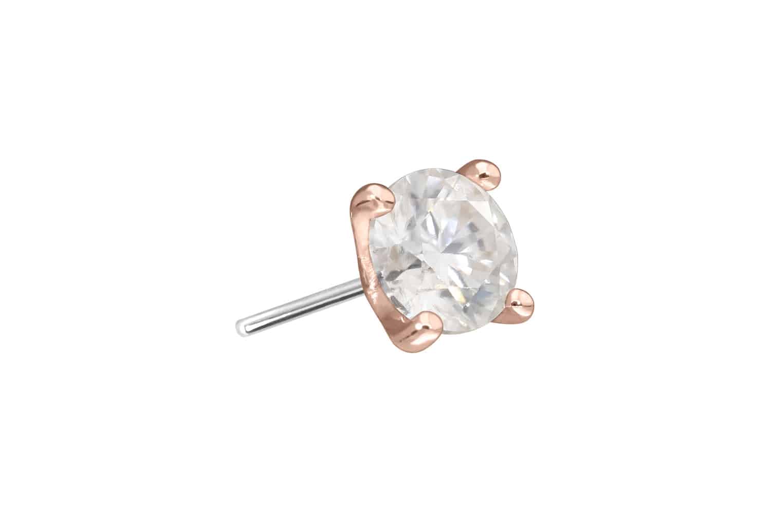 14 Karat Gold Aufsatz mit Titan Push Pin MOISSANIT von Piercingline